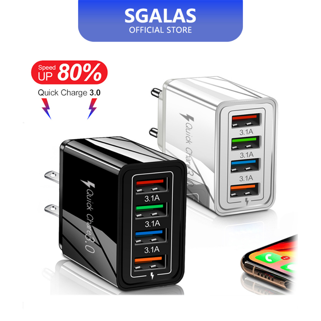 Củ sạc nhanh SGALAS phích US cắm 4 cổng USB