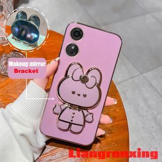 ốp lưng OPPO A17 2022 5G OPPO A17K 5G Ốp Điện Thoại Silicon Mềm Chống Sốc Mạ Điện Gắn Gương Trang Điểm Hình Thỏ DDTZJ01 Cho OPPO A17 2022 5G OPPO A17K 5G viền vuông cute