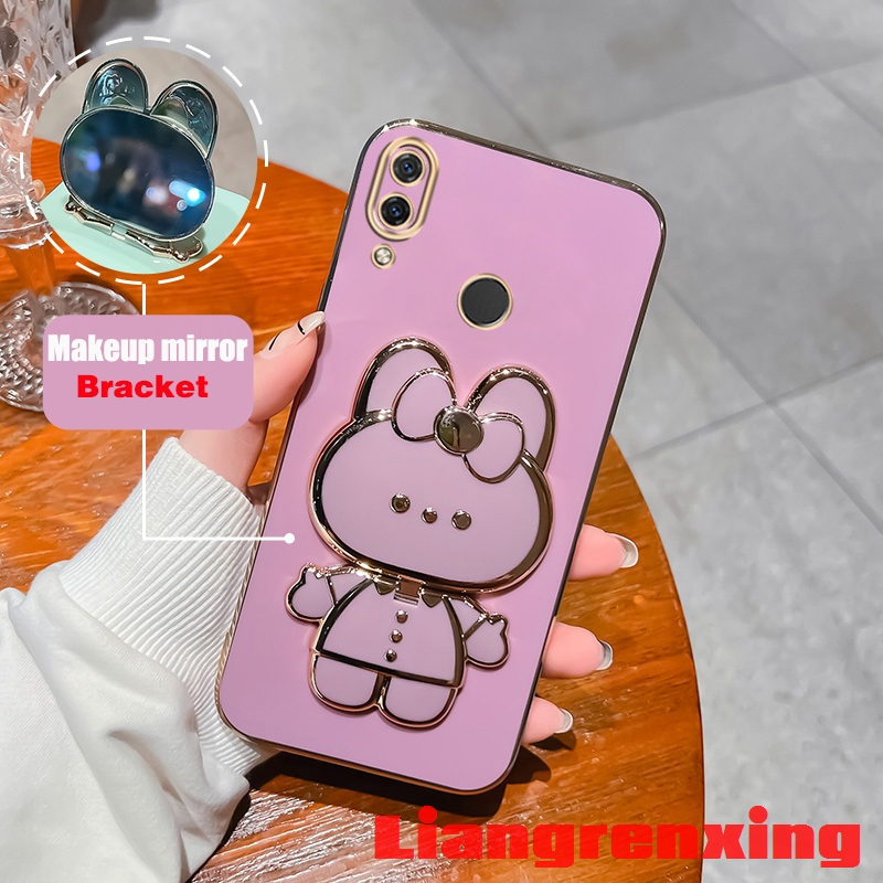 ốp lưng redmi note 7 pro redmi 7 Ốp Điện Thoại Silicon Mềm Chống Sốc Mạ Điện Gắn Gương Trang Điểm Hình Thỏ DDTZJ01 Cho redmi note 7 pro redmi 7 viền vuông cute
