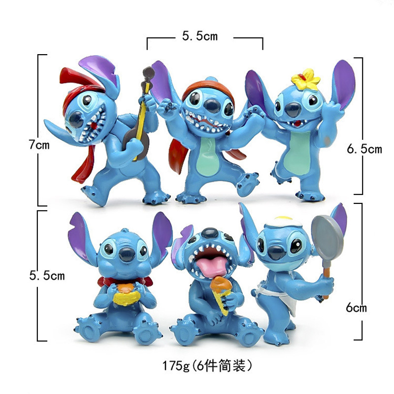 DISNEY Set 6 / 8 / 12 / 14 Mô Hình Nhân Vật Hoạt Hình lilo & stitch Đáng Yêu
