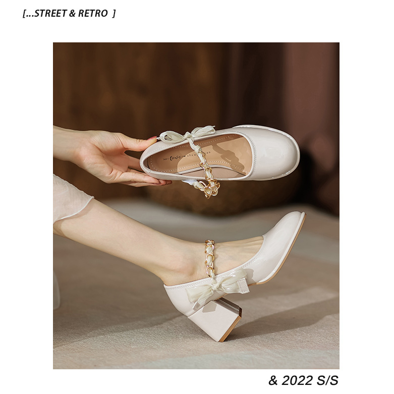 Giày Cao Gót Mary Jane Phong Cách Retro Mùa Xuân Hè 2023 Mới