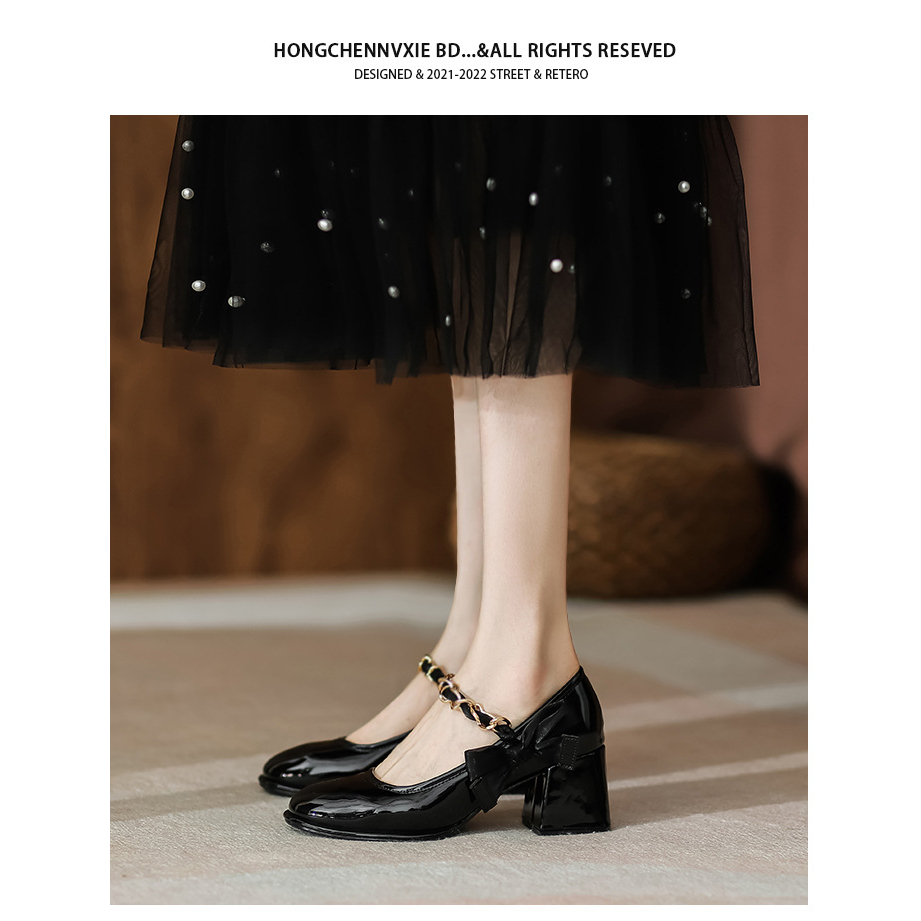 Giày Cao Gót Mary Jane Phong Cách Retro Mùa Xuân Hè 2023 Mới
