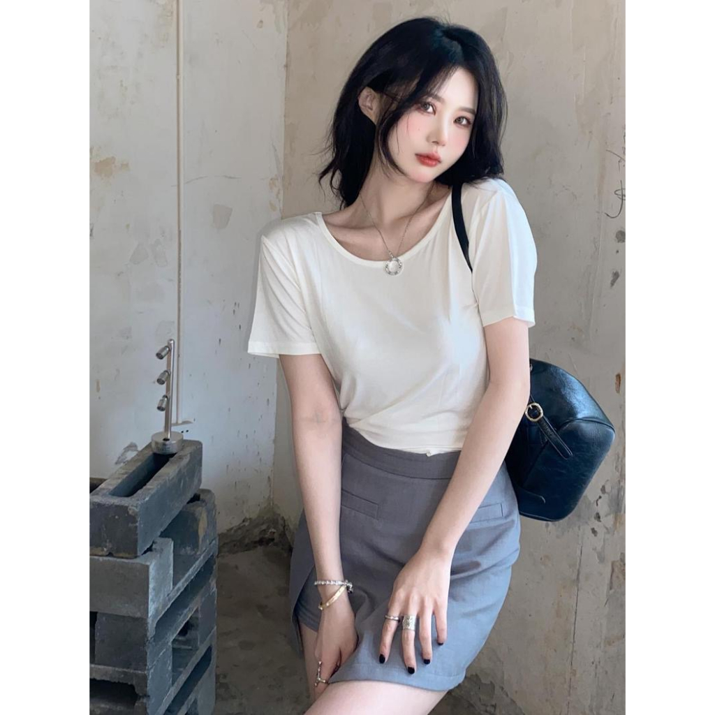 Áo thun ngắn tay hở lưng thời trang gợi cảm phong cách Hàn Quốc，Áo croptop