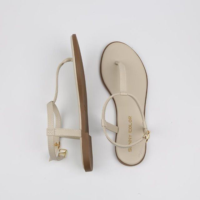 Giày Sandal Dây Chữ T Đế Bằng Chống Trượt Thời Trang Mùa Hè Cho Nữ
