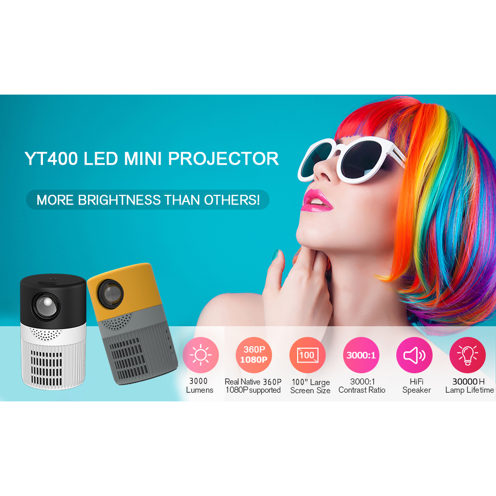 Máy Chiếu Mini YT400 LED 480 * 360P Tương Thích Với HDMI TV Stick Cho Trẻ Em