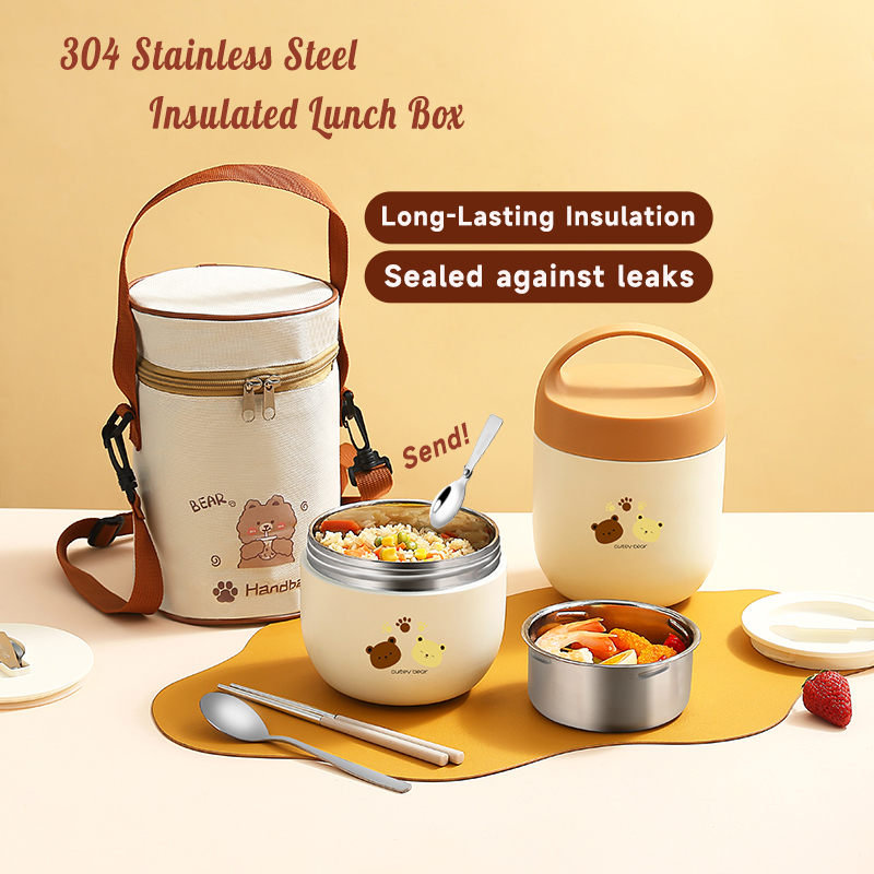 Hộp Cơm Giữ Nhiệt Chân Không /Hộp Đựng Cơm Cặp Lồng Cà Mên Đựng Cơm Canh Hàn Quốc Chất Liệu Inox 304