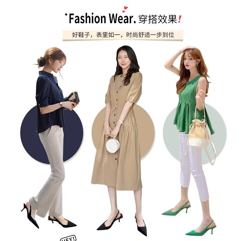 Giày Cao Gót Mũi Nhọn Màu Đen Thời Trang Pháp