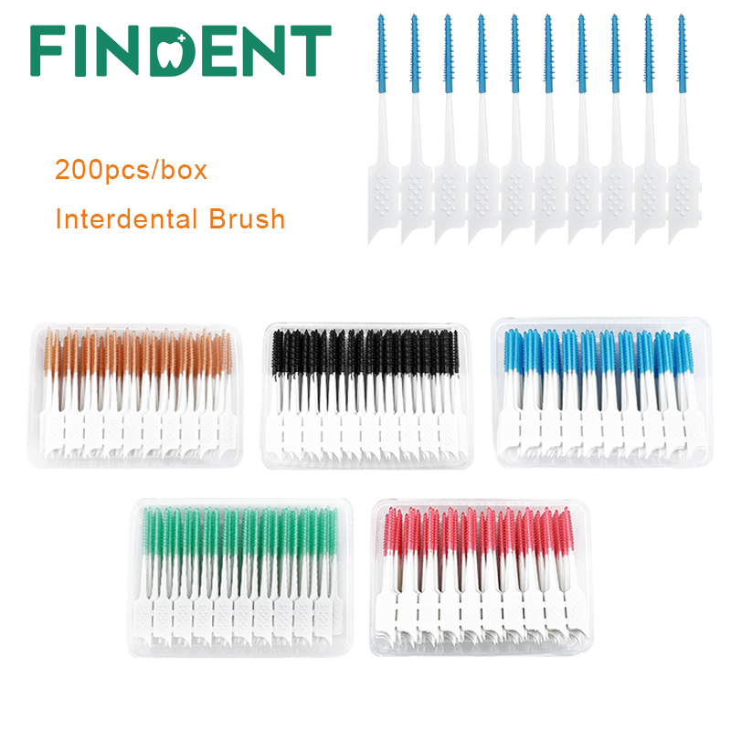 200 cái / hộp bàn chải kẽ răng tăm nha khoa đầu dùng chỉ nha khoa giữa bàn chải kẽ răng dụng cụ làm 