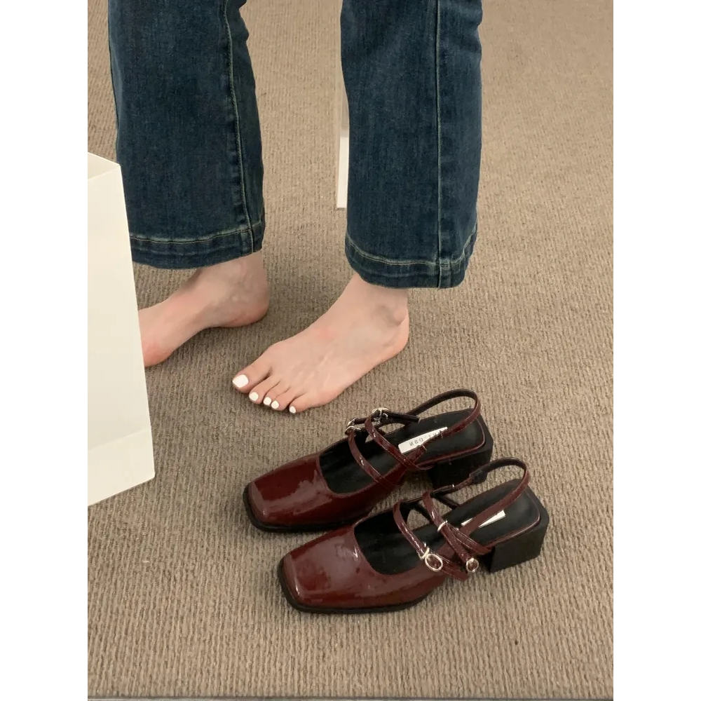 Sandal Cao Gót Mũi Vuông Thiết Kế Mới Thời Trang Mùa Hè Dành Cho Nữ
