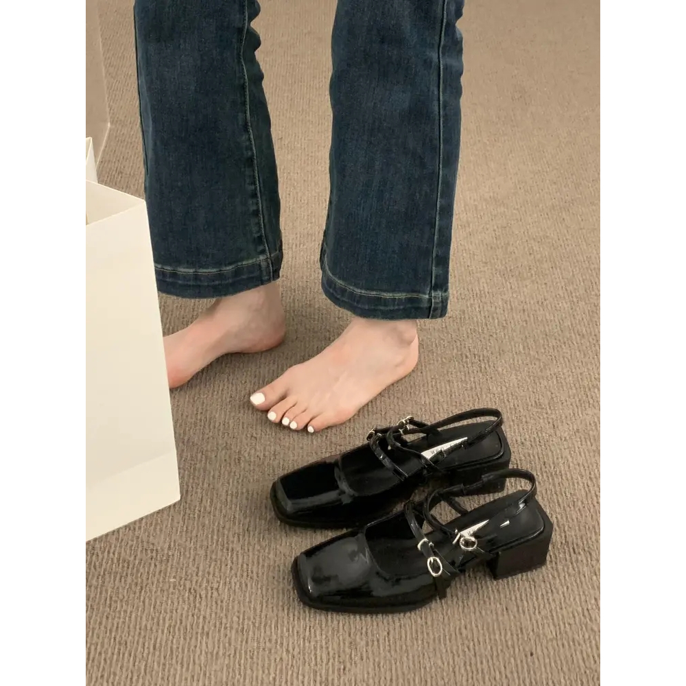 Sandal Cao Gót Mũi Vuông Thiết Kế Mới Thời Trang Mùa Hè Dành Cho Nữ