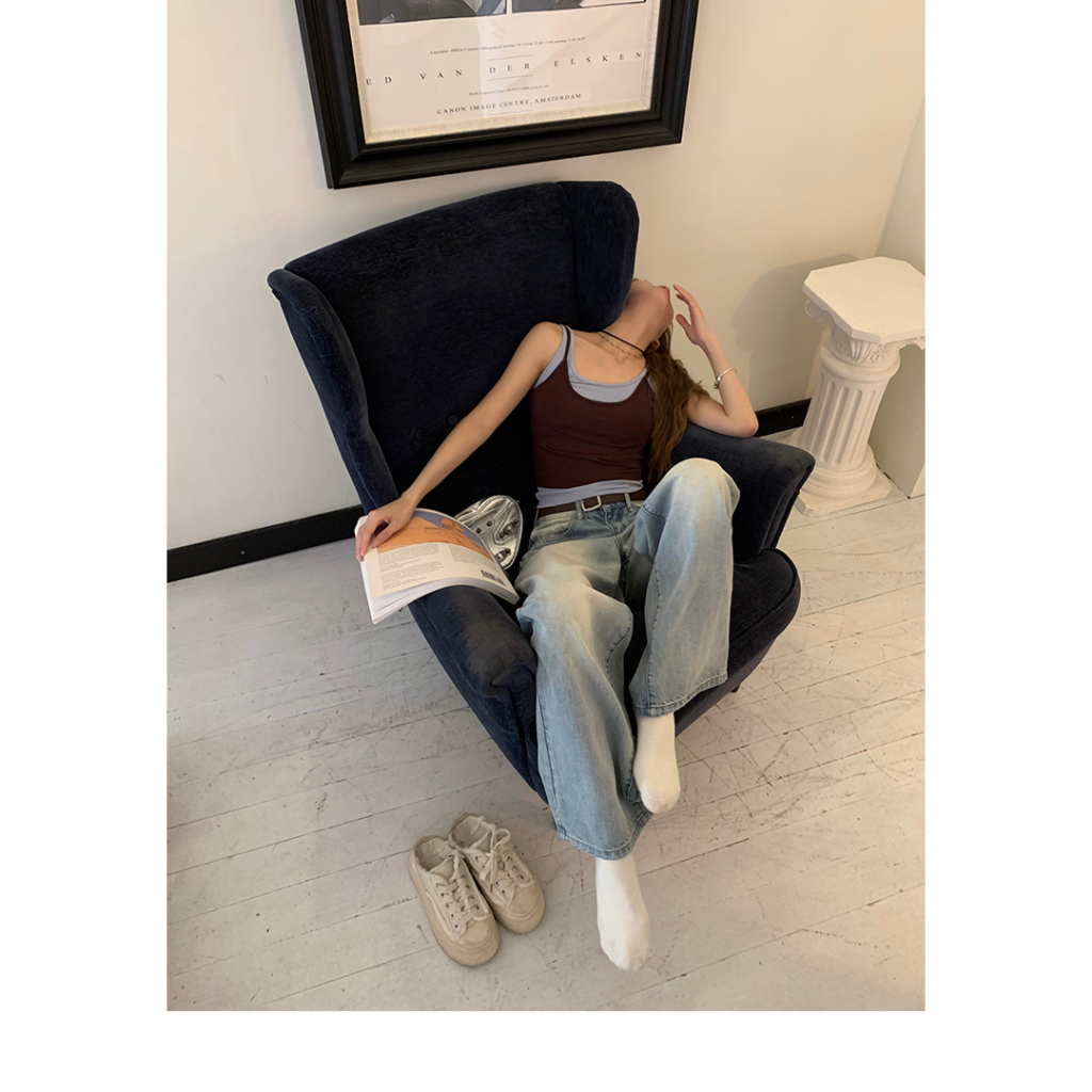 Honypove Quần Jean Ống Rộng Thoáng Khí Màu Sắc Tươi Sáng Thời Trang Mùa Hè 2023 Cho Nữ