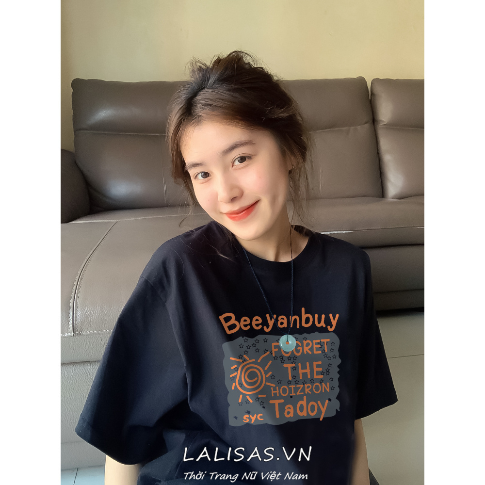 Áo Thun cotton Tay Ngắn Dáng Rộng In Chữ Dopamine 7 Màu Sắc Đa Dạng Cho Nữ