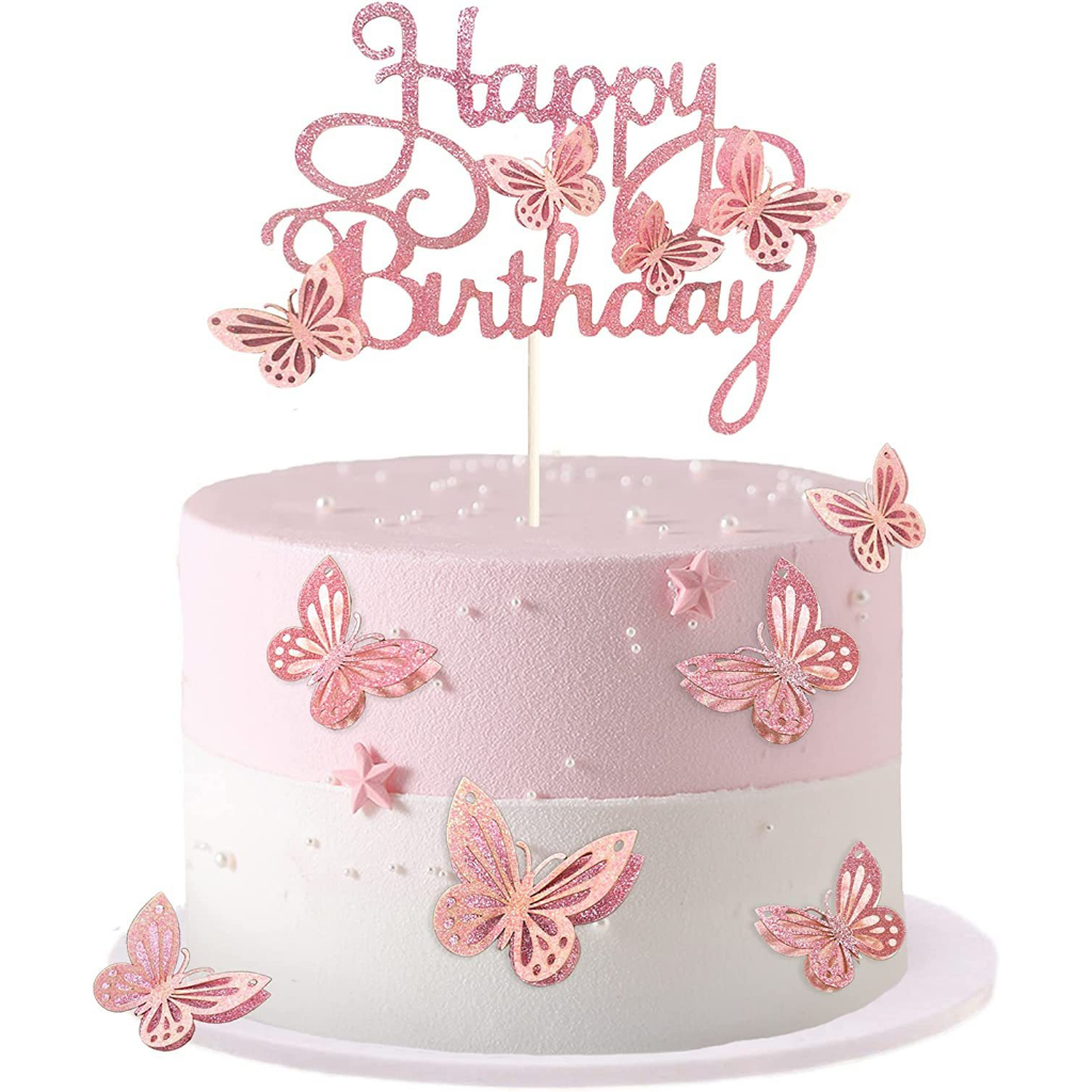 Set 3 Nhãn Dán Trang Trí Bánh Kem Hình Bướm DIY