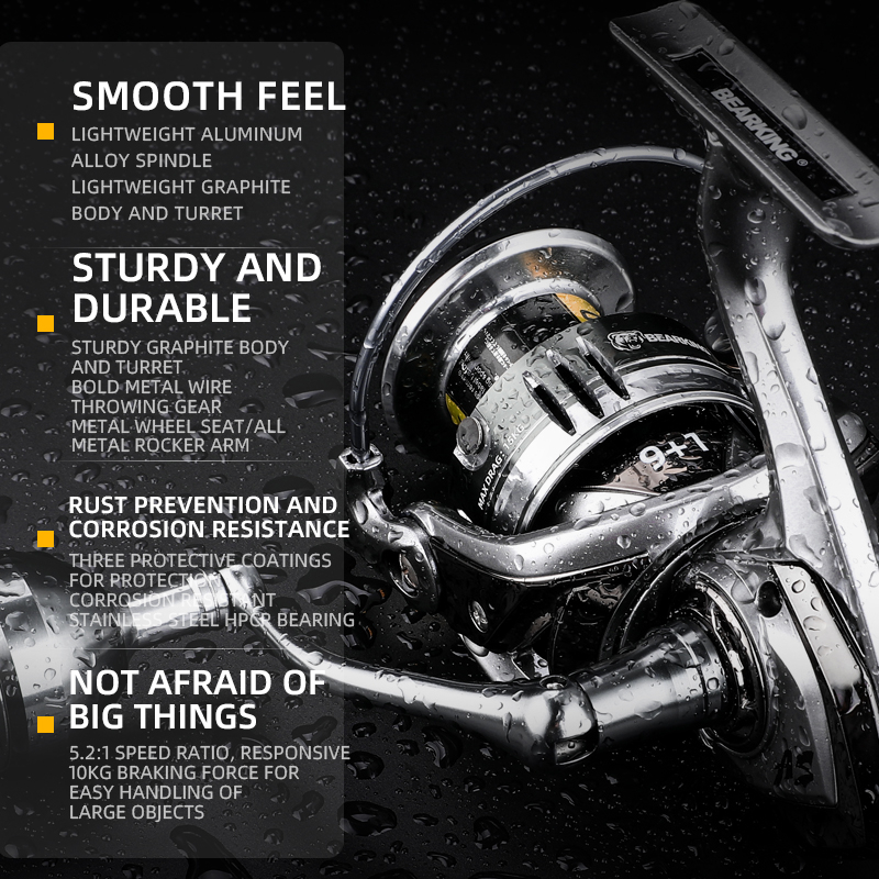 Máy Câu Cá Nước Mặn 1000-6000 9 + 1BB Chịu Lực 20KG Với Máy Câu Kim Loại 5.2: 1