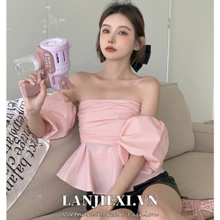 LANJIEXI Áo Thun Tay Ngắn Trễ Vai Quyến Rũ Dễ Phối Đồ Thời Trang Cho Nữ