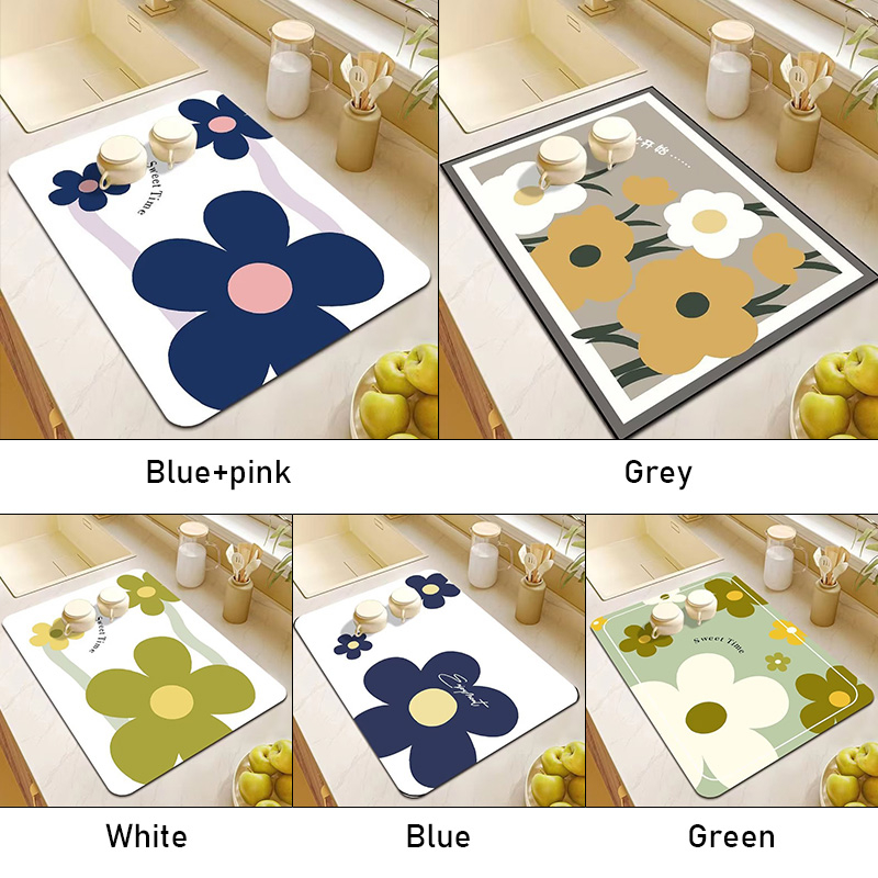 Aleta Thảm Lót Sàn Nhà Tắm / Nhà Bếp Bằng Nhung Thấm Hút Nước Chống Trượt Hình Bông Hoa Hoạt Hình