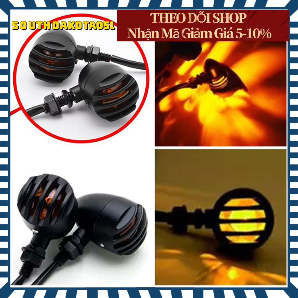Cặp Đèn xi nhan xe máy Retro ổn định đa năng cho các dòng xe mô tô 10 mm