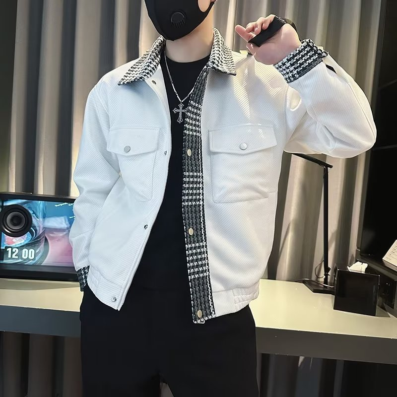 Áo khoác nam tay dài áo khoác nam ngầu phong cách thời trang áo khoát nam cao cấp  cổ đứng harajuku cho nam giới áo khoác nam đẹp unisex chất lượng cao zipper splice lưới đa túi dài tay áo