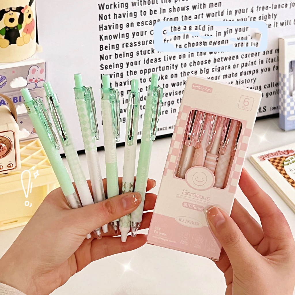 Set 6 Bút Bi Mực Đen Ngòi 0.5mm C7450