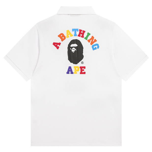 BAPE POLO Áo thun nam nữ ngắn tay ngắn tay ngụy trang cổ tròn mới0625