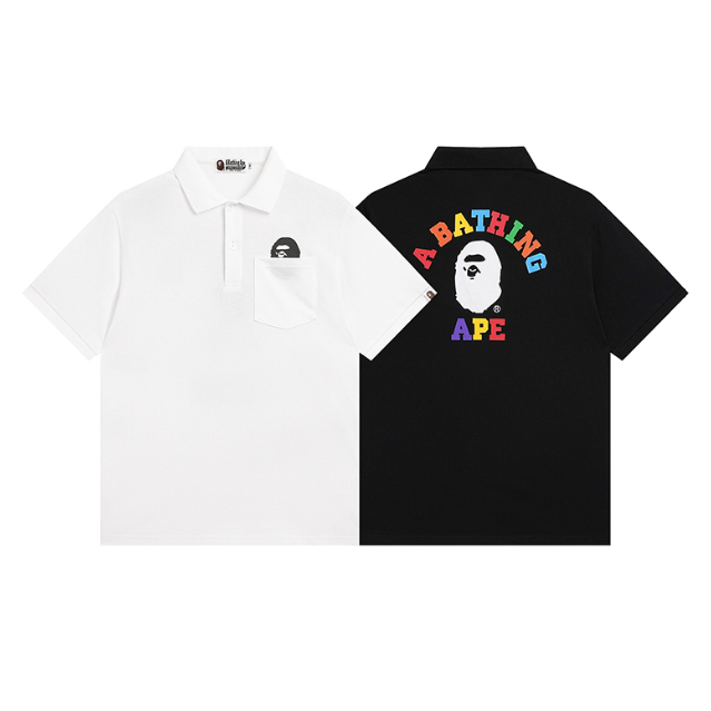 BAPE POLO Áo thun nam nữ ngắn tay ngắn tay ngụy trang cổ tròn mới0625