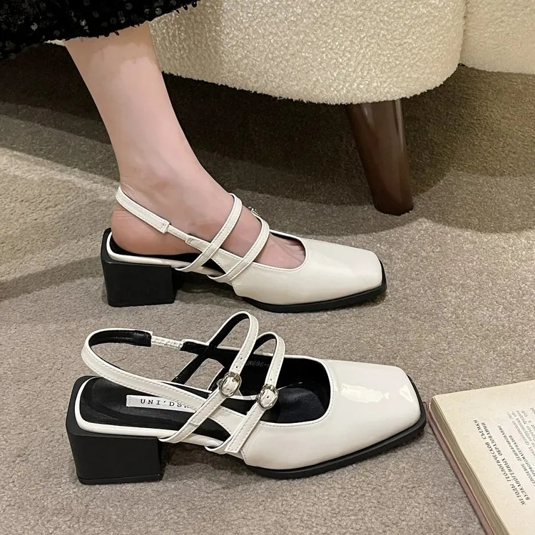 Sandal Cao Gót Mũi Vuông Thiết Kế Mới Thời Trang Mùa Hè Dành Cho Nữ