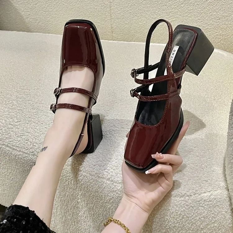 Sandal Cao Gót Mũi Vuông Thiết Kế Mới Thời Trang Mùa Hè Dành Cho Nữ