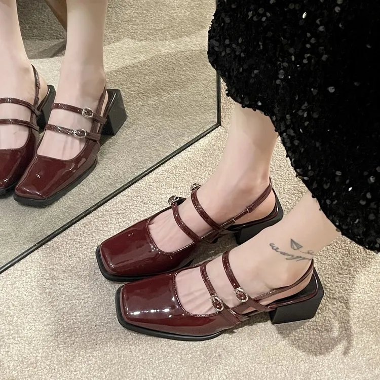 Sandal Cao Gót Mũi Vuông Thiết Kế Mới Thời Trang Mùa Hè Dành Cho Nữ