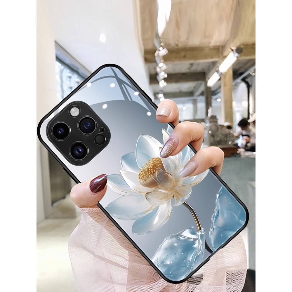 Ốp Điện Thoại Kính Cường Lực In Hình Hoa Cho iphone 14 pro 13 mini 11 pro max 12 XS max X XR 7 plus 8 6 6s plus