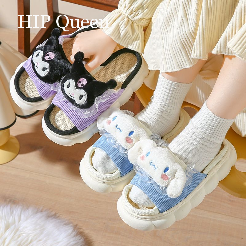 HQ Dép  dép nữ  dép bánh mì Vật liệu lanh thoải mái và thoáng khí Độ dày đế giày 4cm 2023 NEW 62721