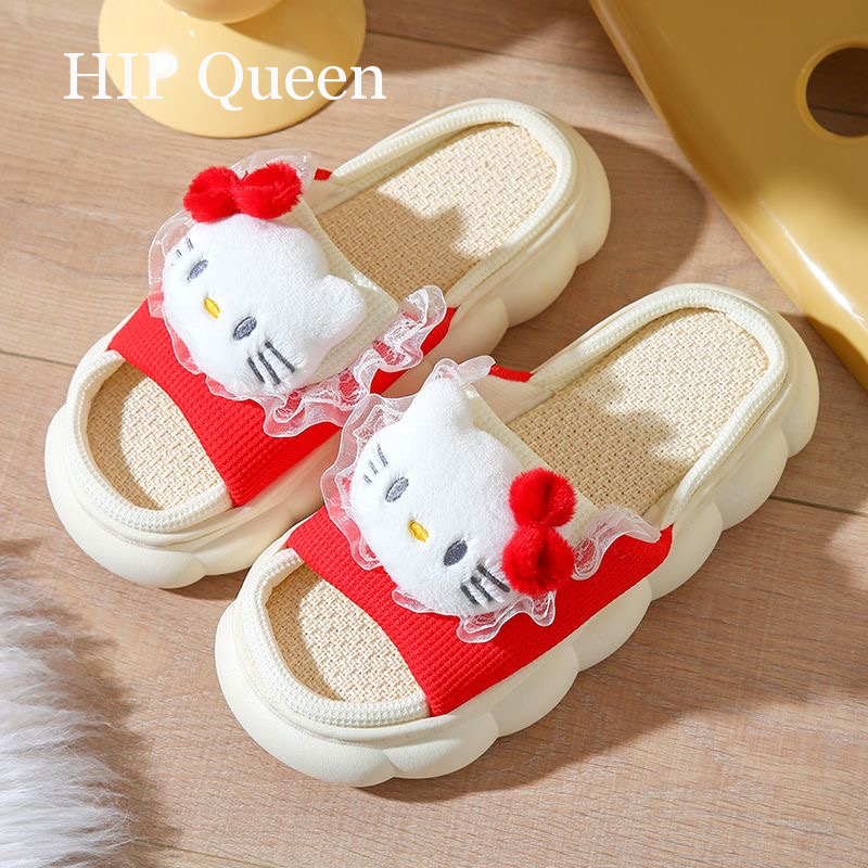 HQ Dép  dép nữ  dép bánh mì Vật liệu lanh thoải mái và thoáng khí Độ dày đế giày 4cm 2023 NEW 62721