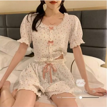 ❤ Bộ Đồ Ngủ Ngắn Tay Phong Cách Hàn Quốc Ngọt Ngào Cho Nữ