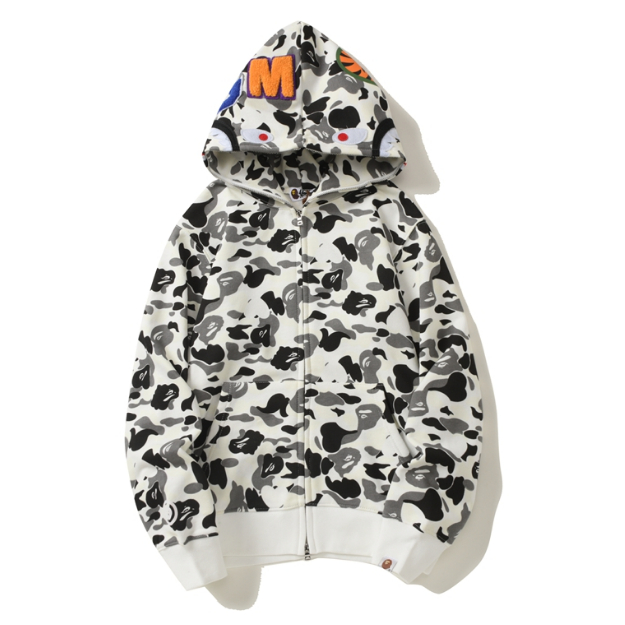 Áo khoác BAPE có mũ trùm đầu phối họa tiết rằn ri thời trang cho nam và nữ