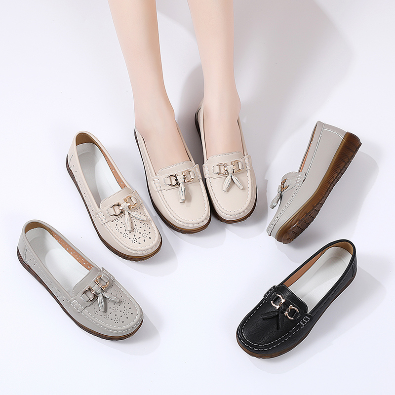 Giày Lười Da Bò Đế Mềm Thoáng Khí Thời Trang Mùa Hè Cho Nữ