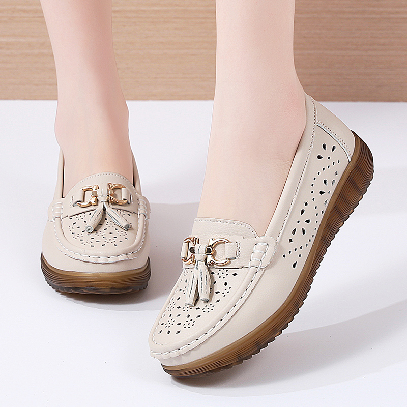 Giày Lười Da Bò Đế Mềm Thoáng Khí Thời Trang Mùa Hè Cho Nữ