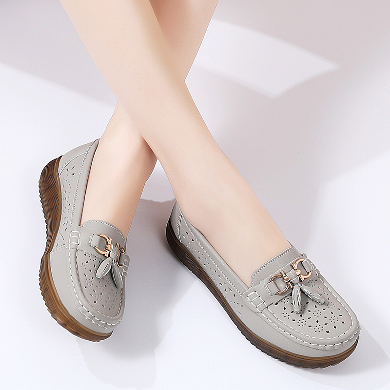 Giày Lười Da Bò Đế Mềm Thoáng Khí Thời Trang Mùa Hè Cho Nữ