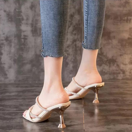 Hong Kong Premium shoes❥Xăng đan Cao Gót Mũi Vuông Hở Ngón Thời Trang Mùa Hè Dành Cho Nữ