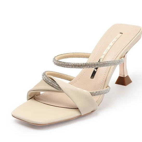 Hong Kong Premium shoes❥Xăng đan Cao Gót Mũi Vuông Hở Ngón Thời Trang Mùa Hè Dành Cho Nữ