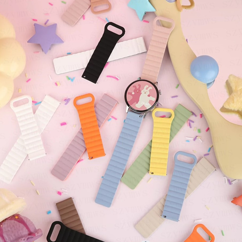 Dây Đeo Silicone Khóa Nam Châm 20MM / 22MM Cho Đồng Hồ Thông Minh