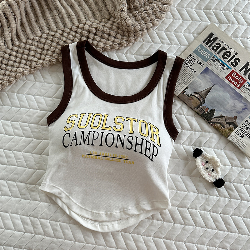 Lalisas Áo tank top Thể Thao Hai Dây Mỏng Có Đệm Ngực In Chữ Spice Girls Mỹ Cho Nữ