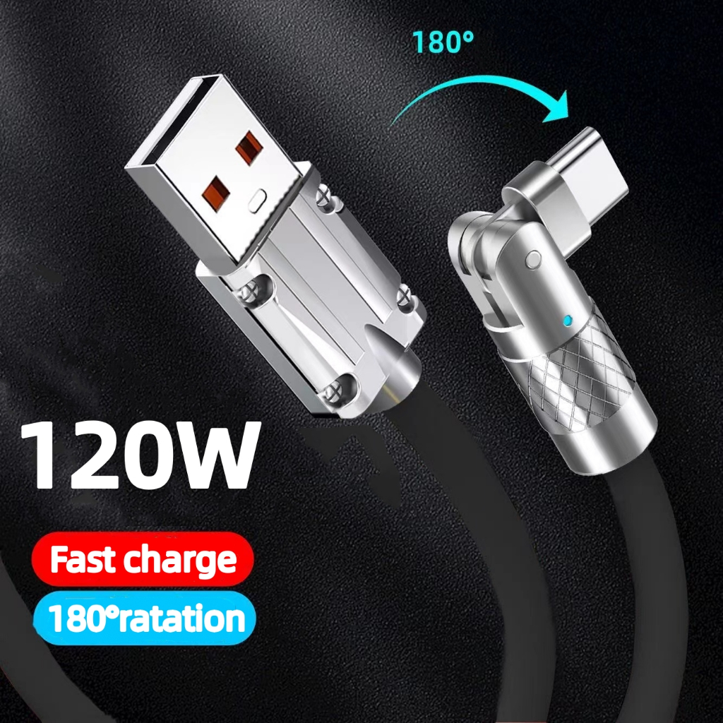 180°Dây Cáp Sạc Nhanh 120W 6A micro usb Type C Cho OPPO VIVO