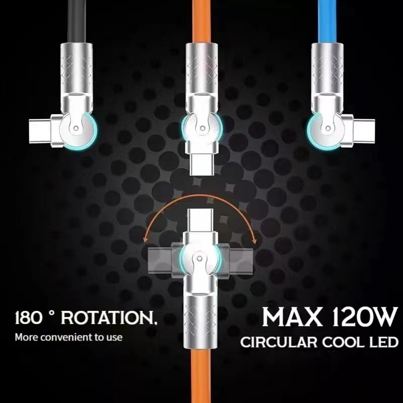 180°Dây Cáp Sạc Nhanh 120W 6A micro usb Type C Cho OPPO VIVO