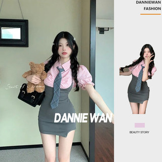 DannieWan  váy Đầm váy nữ xinh bánh bèo Áo lông màu hồng tay bong bóng đồ giả Váy búp bê  Chất lượng cao Đẹp Độc đáo Thời trang A92M04B 36Z230909