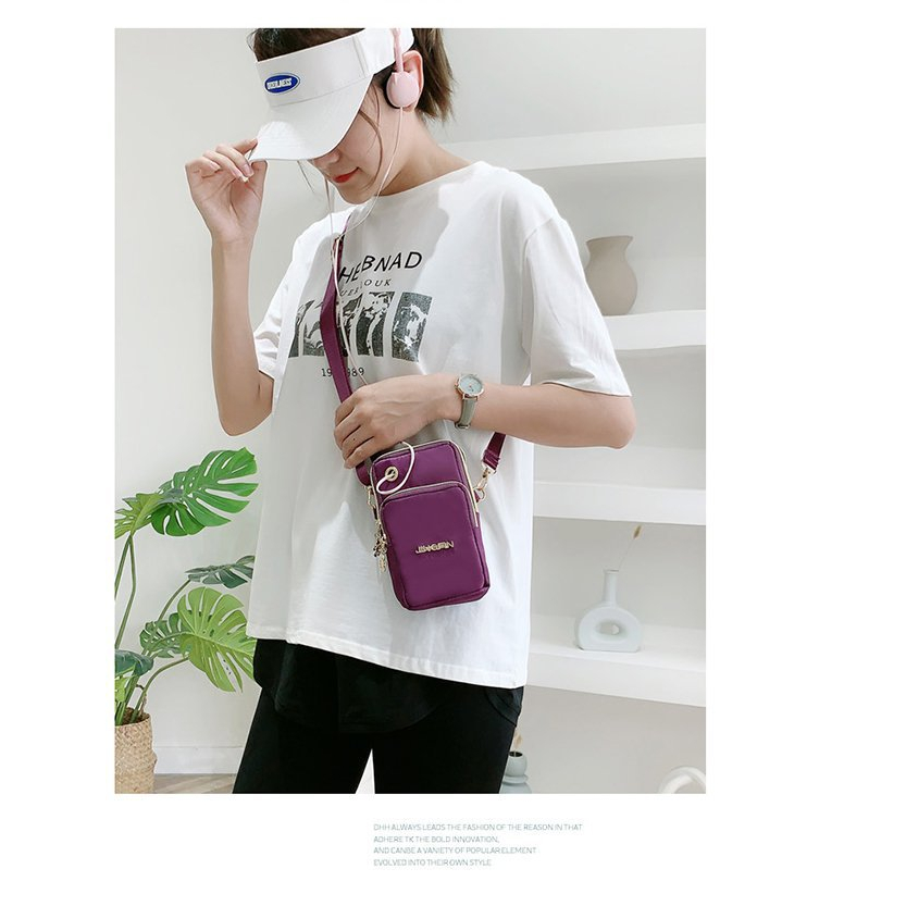 BEIBAOBAO Túi Đựng Điện Thoại Ba Ngăn Có Khóa Kéo Phong Cách Thể Thao