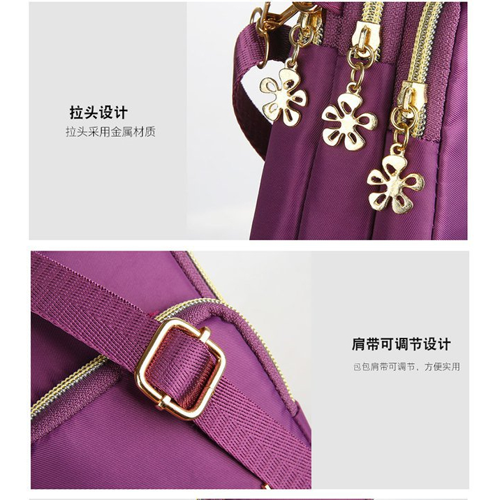 BEIBAOBAO Túi Đựng Điện Thoại Ba Ngăn Có Khóa Kéo Phong Cách Thể Thao