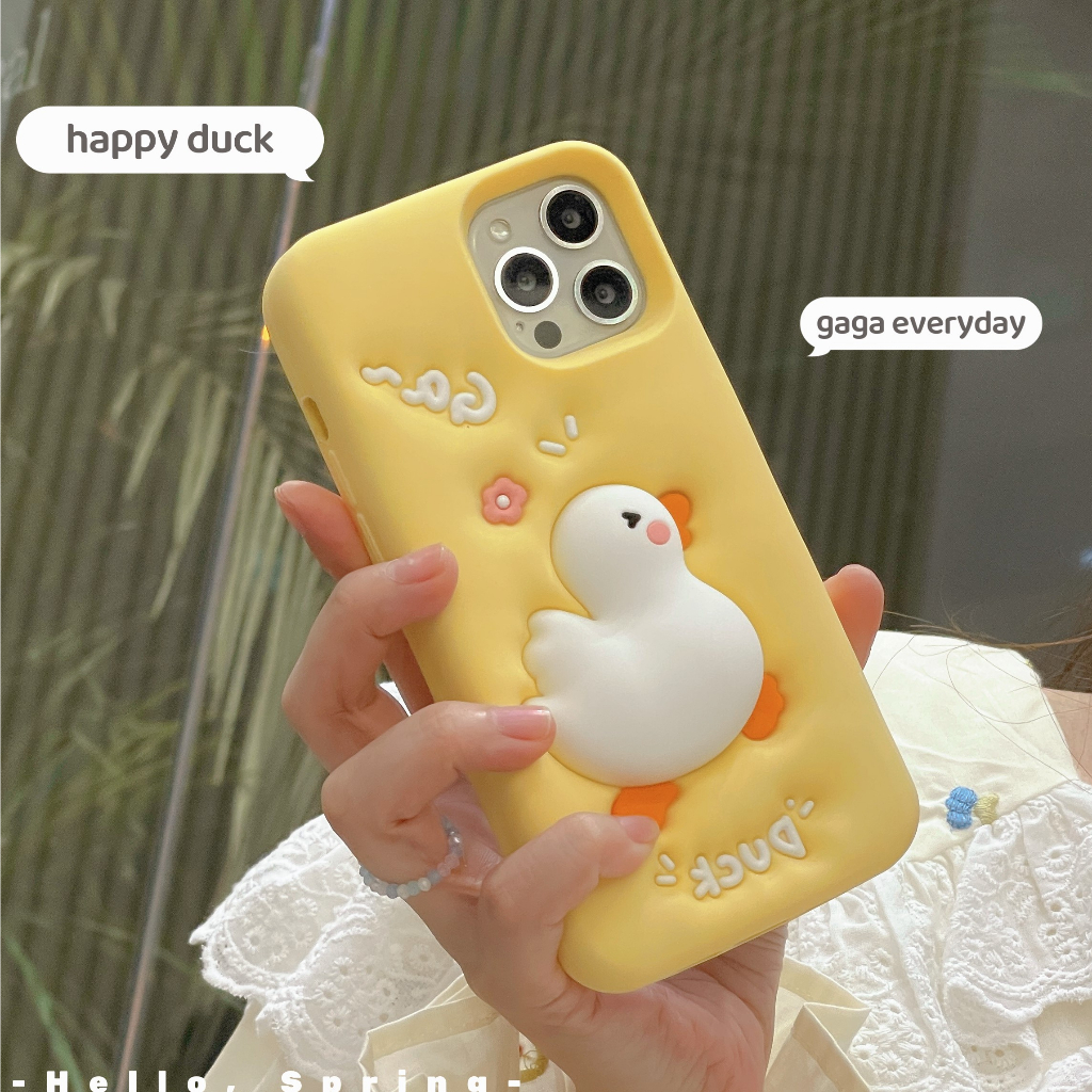 Ôp Điện Thoại Silicon Dẻo Hình Chú Vịt Vàng Dễ Thương Cho iphone 11 12 13 14 15 pro max 15 plus Ốp
