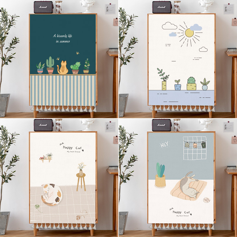 Rèm Cửa Dày Dặn Chống Nắng Chống Bụi Họa Tiết Động Vật Hoạt Hình Đơn Giản Tủ bếp động vật hoạt hình Rèm cửa Velcro miễn phí màn che nắng bảo vệ chống dày bức màn chống bụi đơn giản màn tắt lắp đặt