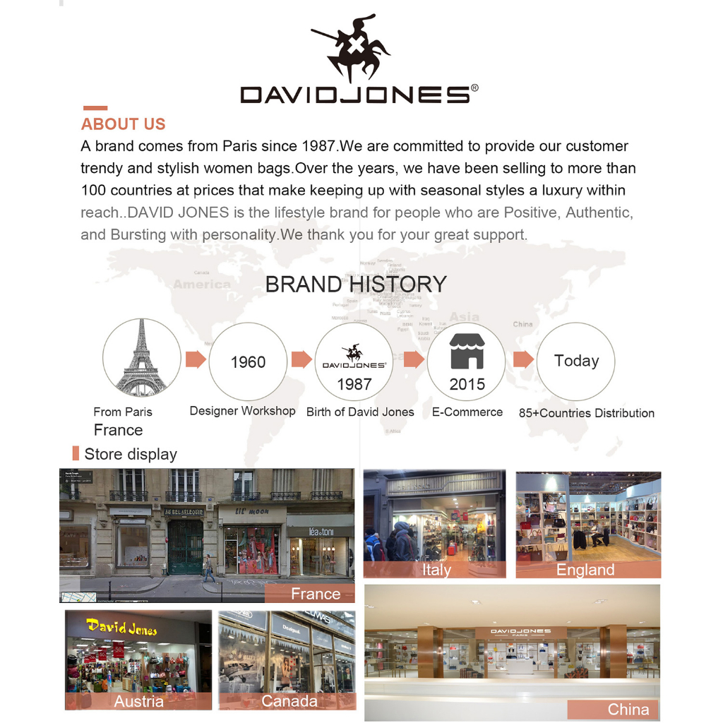 Túi Đeo Chéo Nhỏ In Hình David jones Paris Thời Trang Cho Nữ