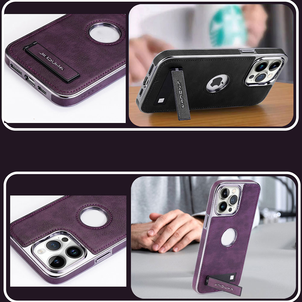 Ốp Điện Thoại Boucho Bằng Da Bò Có Giá Đỡ Sang Trọng Cho iphone 14 pro max 14Pro 12 13 pro max