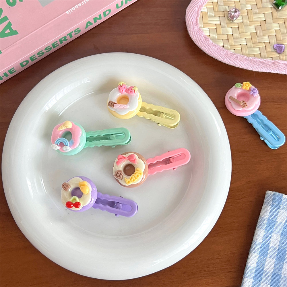 Kẹp Tóc Hình Trái Cherry / Bánh Kem Màu Kẹo Ngọt Dễ Thương Cho Nữ